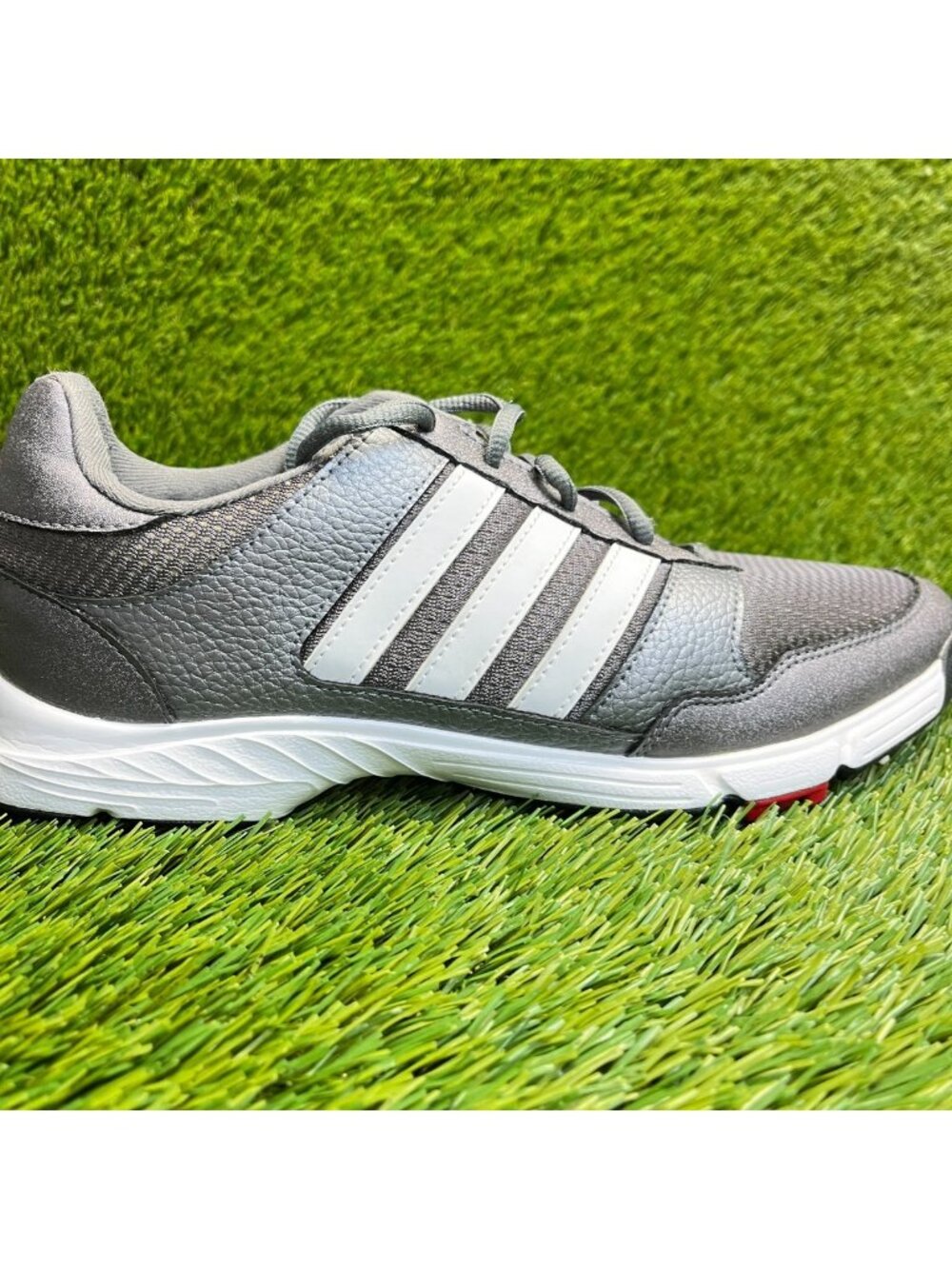Adidas Tech Response 4.0 Mens Size 8.5 Gray White Running Golf Cleats Shoes
